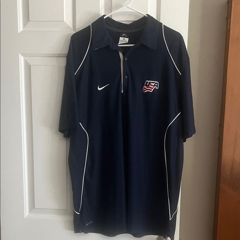 Nike Men's Dark Blue USA Hockey Polo Shirt Large